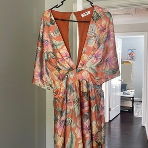 Plunge neck bat wing maxi dress